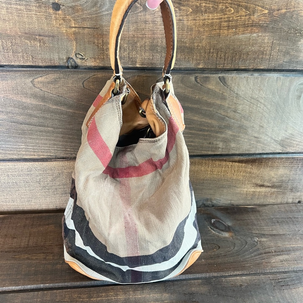 Burberry Ashby Canvas Hobo Bucket Bag